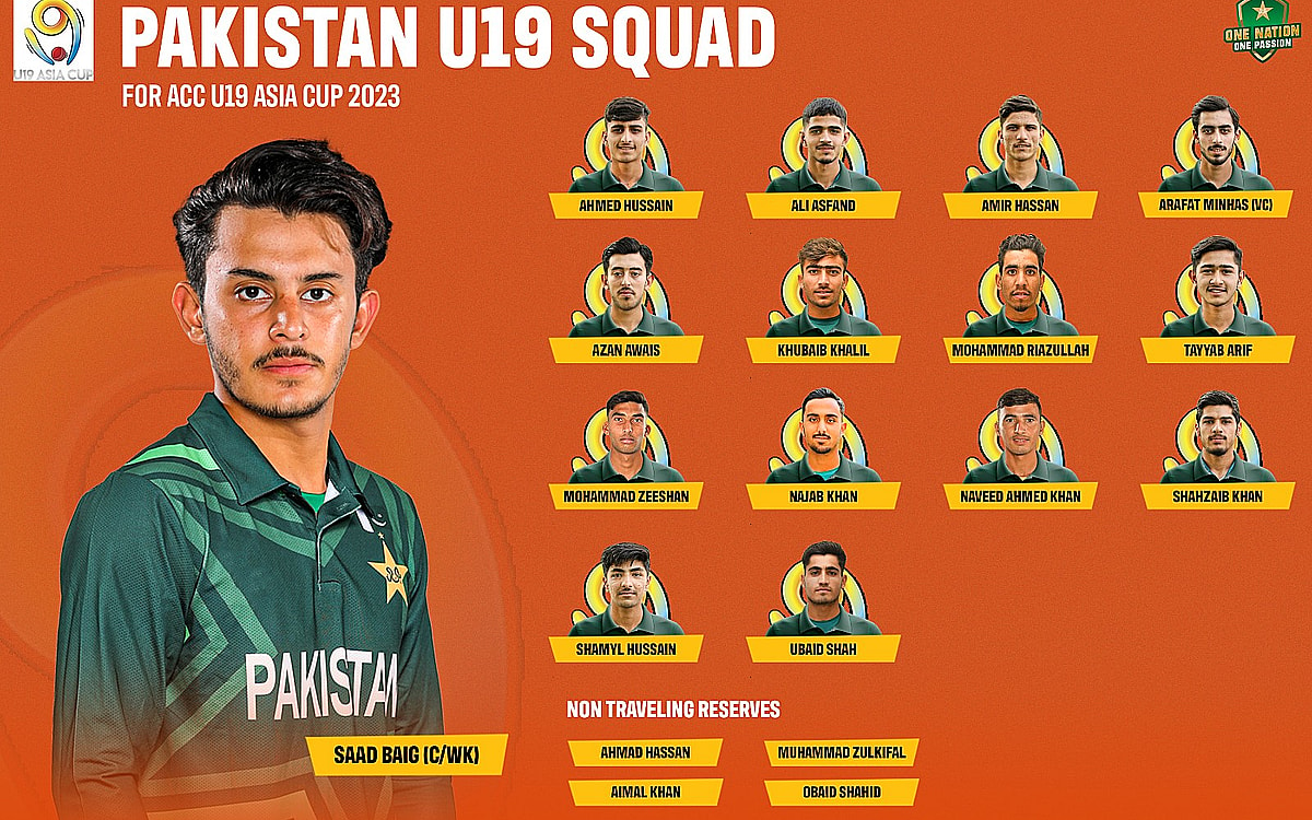 Pakistan Announce Saad Baig As Captain Of 15-member Squad For ACC U19 Asia Cup 2023