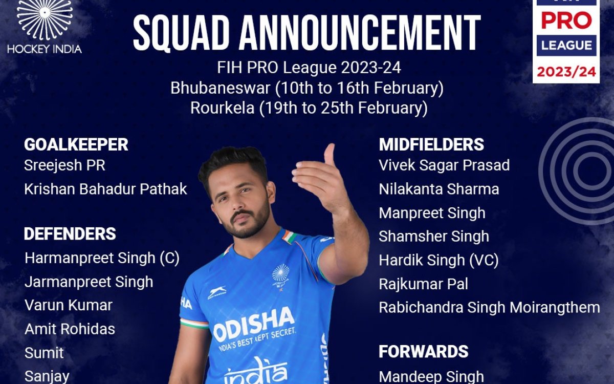 Hockey India name 24-man squad for FIH Pro League 2023-24