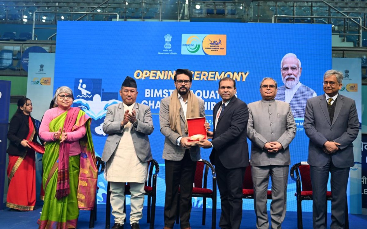 Sports Minister Anurag Thakur Kicks Off 1st BIMSTEC Aquatics C ships In New Delhi