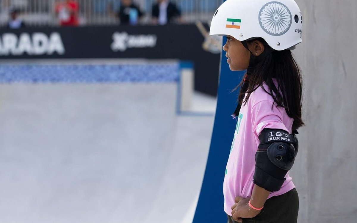 India's 8-year-old Zarah youngest competitor at World Skateboarding Tour 2024