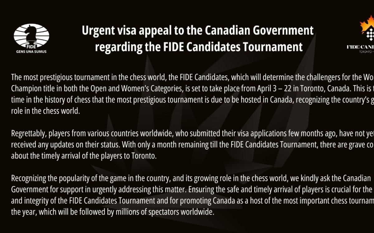 India s Chess Champs Sweat Over Visa For Candidates Tournament As Canada Drags Its Feet