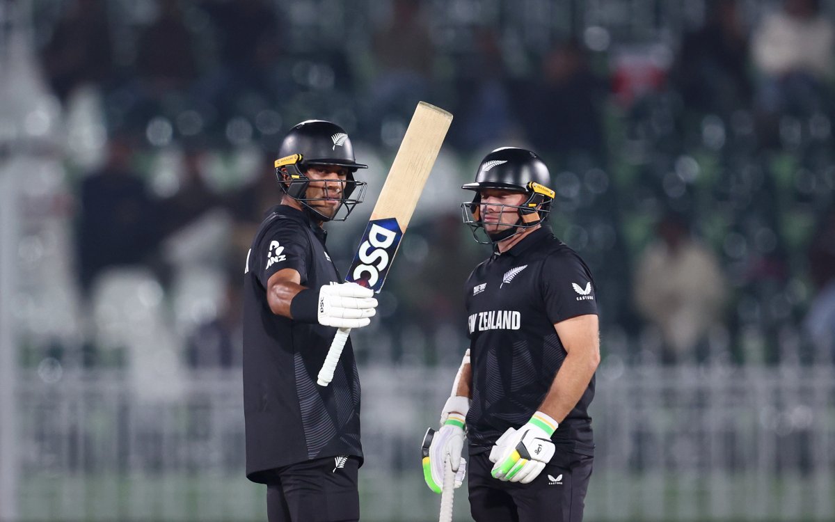 Champions Trophy: Ravindra’s valiant 112, Bracewell’s four-fer help NZ win, reach semis (ld)