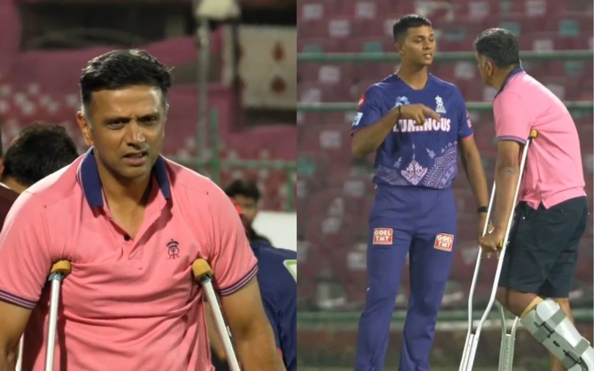 IPL 2025: Injured coach Dravid arrives at Rajasthan Royals training camp on crutches