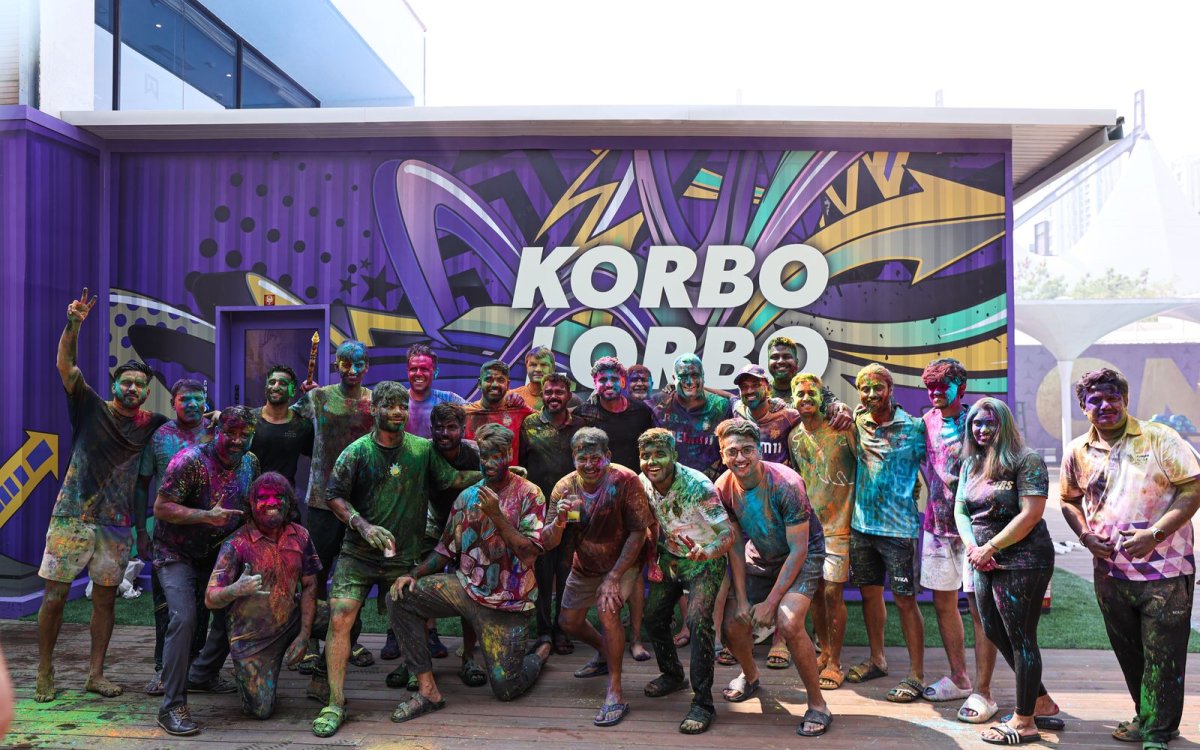 IPL 2025: KKR players and coaching staff celebrate Holi at training camp