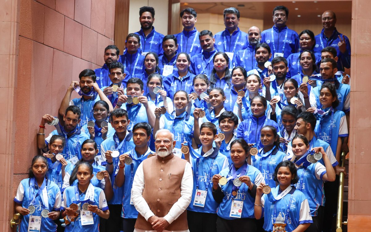 PM Modi meets Special Olympics World Winter Games contingent in Parliament