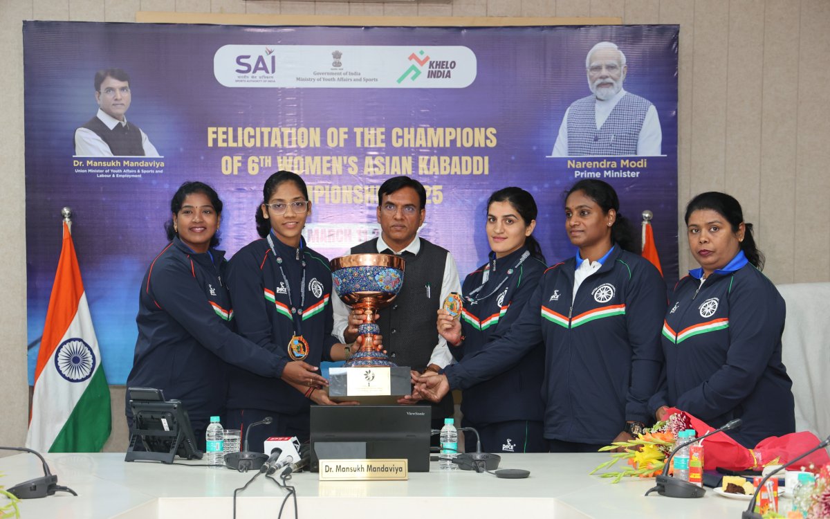 Sports Minister felicitates women's kabaddi team for winning Asian title